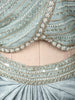Ice Blue Abstract Sequins and Beads Embroidered Design Textured Party Wear Indo Western Lehenga Skirt Top with Matching Choker Dupatta