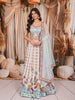 Ice Blue Floral Printed and Stone Embellished Design Tussar Silk Fancy Lehenga with Matching Dupatta