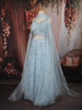 Ice Blue Floral Vine Sequins and Beads Embroidered Design Net Lehenga With Net Dupatta