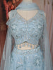 Ice Blue Floral Vine Sequins and Beads Embroidered Design Net Lehenga With Net Dupatta