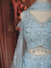 Ice Blue Floral Vine Sequins and Beads Embroidered Design Net Lehenga With Net Dupatta