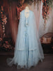 Ice Blue Floral Vine Sequins and Beads Embroidered Design Net Lehenga With Net Dupatta