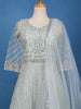 Ice Blue Geometric Embroidered Design Net Gown