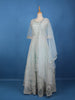 Ice Blue Geometric Embroidered Design Net Gown