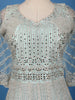 Ice Blue Geometric Embroidered Design Net Gown