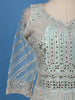 Ice Blue Geometric Embroidered Design Net Gown
