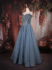 Ice Blue Glitter Embellished Design Net Ball Gown