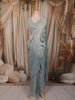 Ice Blue Heavy Beads Embroidered Design Shimmer Ready To Wear Saree with Designer Blouse