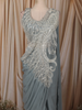 Ice Blue Heavy Beads Embroidered Design Shimmer Ready To Wear Saree with Designer Blouse