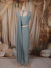 Ice Blue Heavy Beads Embroidered Design Shimmer Ready To Wear Saree with Designer Blouse