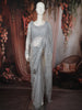 Ice Blue Heavy Sequins and Beads Embroidered Design Net Party Wear Saree with Matching Blouse