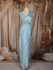 Ice Blue Heavy Sequins and Beads Embroidered Design Satin Ready To Wear Saree with Designer Blouse