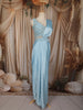 Ice Blue Heavy Sequins and Beads Embroidered Design Satin Ready To Wear Saree with Designer Blouse