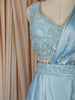 Ice Blue Heavy Sequins and Beads Embroidered Design Satin Ready To Wear Saree with Designer Blouse