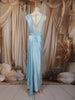 Ice Blue Heavy Sequins and Beads Embroidered Design Satin Ready To Wear Saree with Designer Blouse
