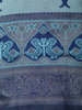 Ice Blue Ikat Zari Woven Design Art Silk Saree with Contrast Zari Border