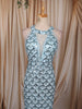 Ice Blue Scallop Sequins Embroidered Design Sequins Fabric Party Wear Fish Cut Gown with Draped Beaded Neckline