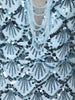 Ice Blue Scallop Sequins Embroidered Design Sequins Fabric Party Wear Fish Cut Gown with Draped Beaded Neckline