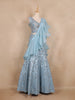 Ice Blue Sequins Embroidery Net Lehenga