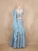 Ice Blue Sequins Embroidery Net Lehenga