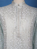 Icy Blue Geometric Sequin Designed Cotton Kurta - Diadem