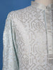 Icy Blue Geometric Sequin Designed Cotton Kurta - Diadem