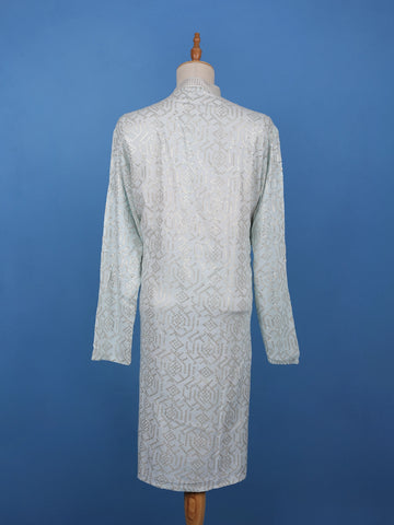 Icy Blue Geometric Sequin Designed Cotton Kurta - Diadem