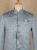 Icy Blue Geometric Design Viscose Men's Suit