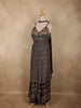 Indigo Black Ajrakh Printed Design Crepe Palazzo Suit with Dupatta