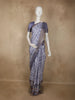 Indigo Blue Abstract Printed Design Semi Tussar Saree