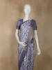 Indigo Blue Abstract Printed Design Semi Tussar Saree