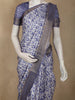 Indigo Blue Abstract Printed Design Semi Tussar Saree