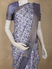 Indigo Blue Abstract Printed Design Semi Tussar Saree