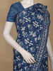 Indigo Blue Block Printed Mul Mul Cotton Saree