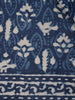 Indigo Blue Block Printed Mul Mul Cotton Saree