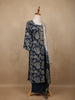 Indigo Blue Sequin Design Floral Printed Cotton Salwar Suit - Diadem