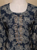 Indigo Blue Sequin Design Floral Printed Cotton Salwar Suit - Diadem