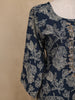 Indigo Blue Sequin Design Floral Printed Cotton Salwar Suit - Diadem