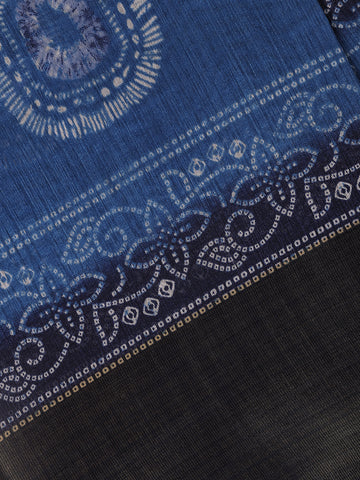 Indigo Blue Tie-Dye Inspired Printed Cotton Saree - Diadem