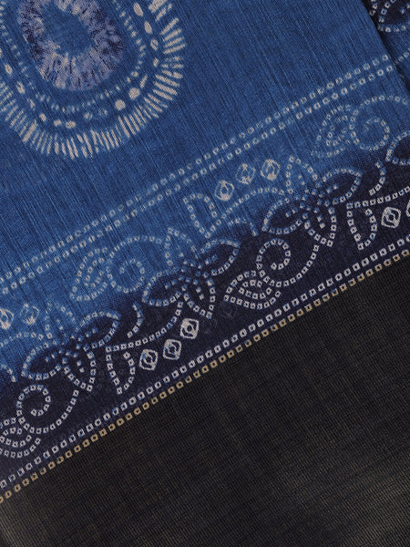 Indigo Blue Tie-Dye Inspired Printed Cotton Saree - Diadem