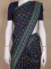 Indigo Floral Designed Chanderi Cotton Saree - Diadem