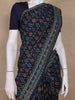 Indigo Floral Designed Chanderi Cotton Saree - Diadem
