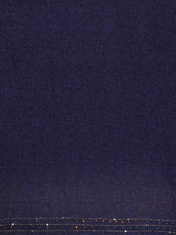 Indigo Floral Designed Chanderi Cotton Saree - Diadem