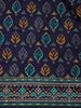Indigo Floral Designed Chanderi Cotton Saree - Diadem