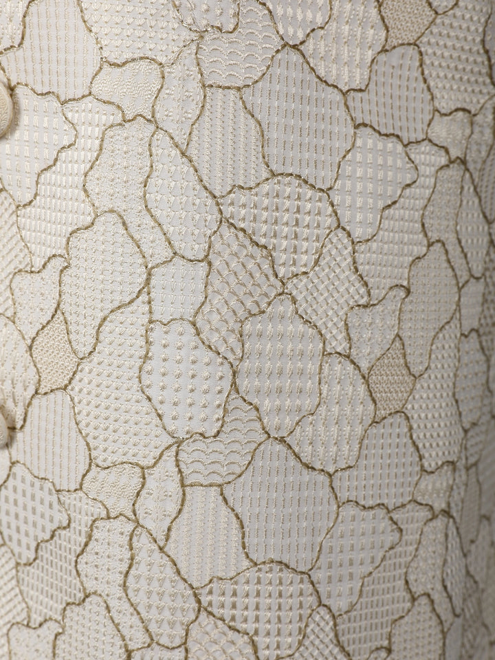 Ivory Abstract Design Brocade Nehru Jacket with Kurta Set - Diadem