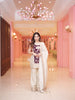 Ivory Floral Maroon Embroidery Tissue Silk Palazzo Salwar Suit
