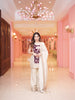 Ivory Floral Maroon Embroidery Tissue Silk Palazzo Salwar Suit