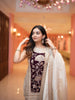 Ivory Floral Maroon Embroidery Tissue Silk Palazzo Salwar Suit