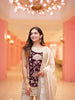 Ivory Floral Maroon Embroidery Tissue Silk Palazzo Salwar Suit