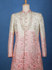 Ivory And Pink Geometric Floral Embroidered Cotton Sherwani - Diadem